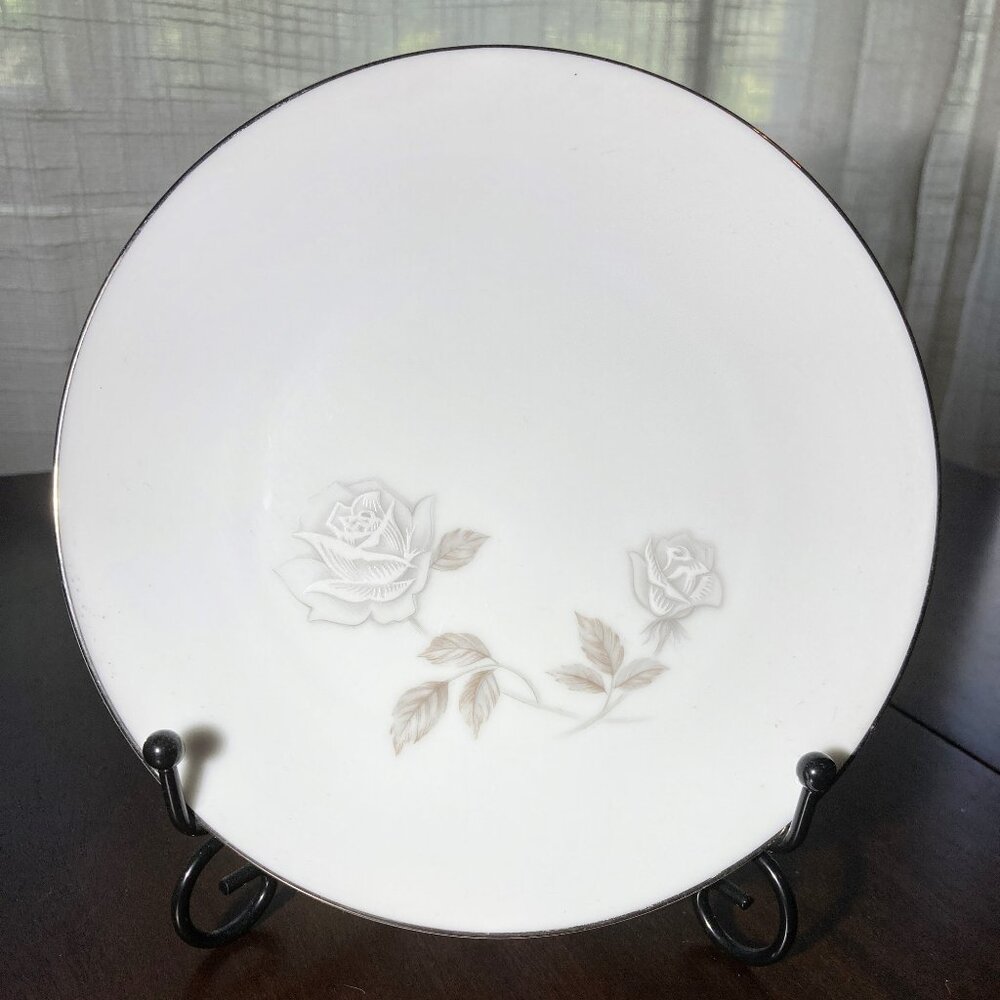 Vintage Noritake ROSAY China #6216 Bread & Butter Plate White and Gray Roses